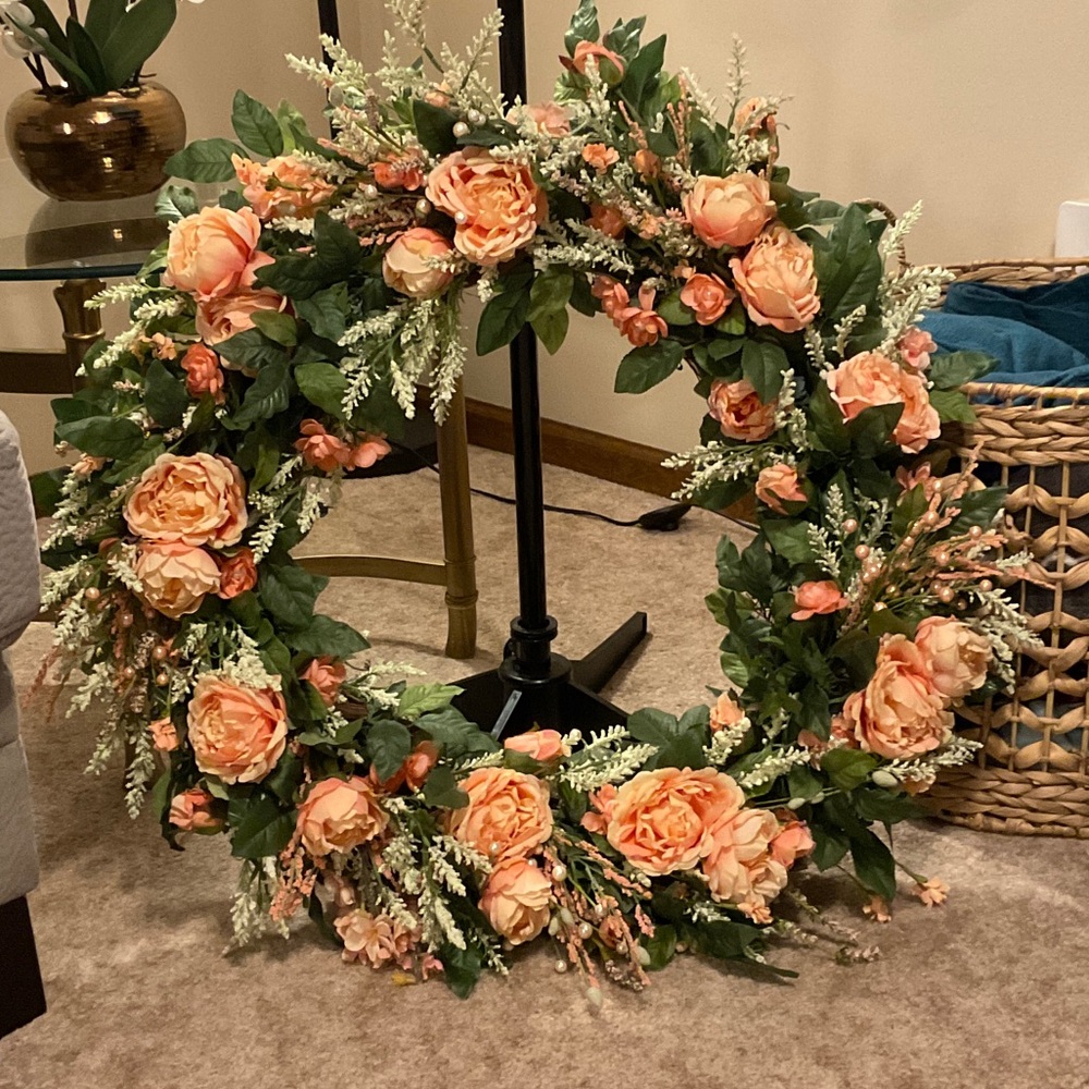 Elegant Peach Floral Wreath